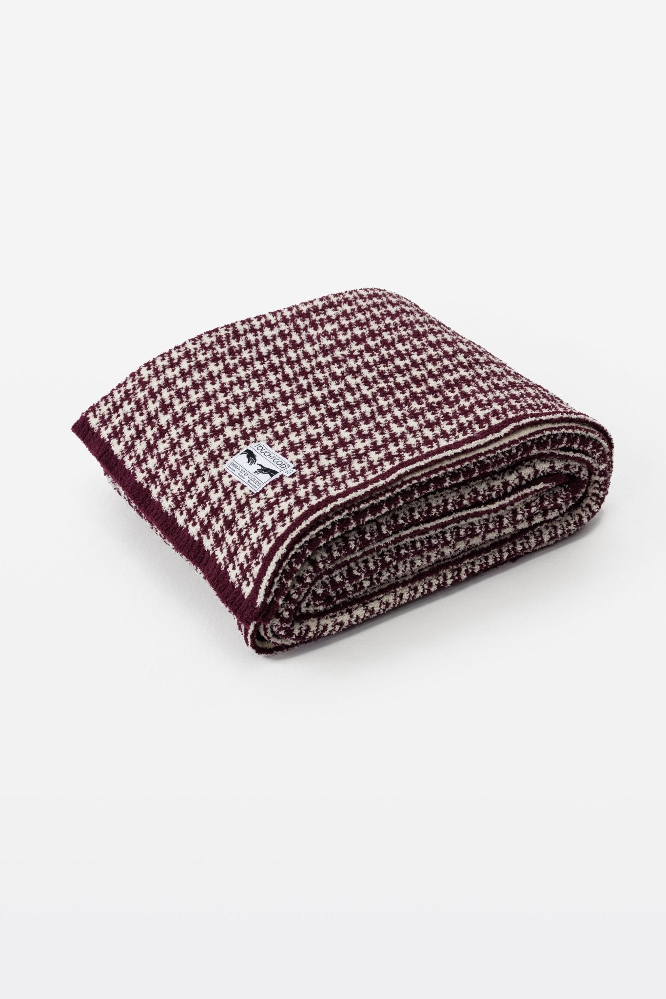 Burgundy Houndstooth Pattern Plush Microfiber Throw Blanket - Blanket - Touchofgod.co