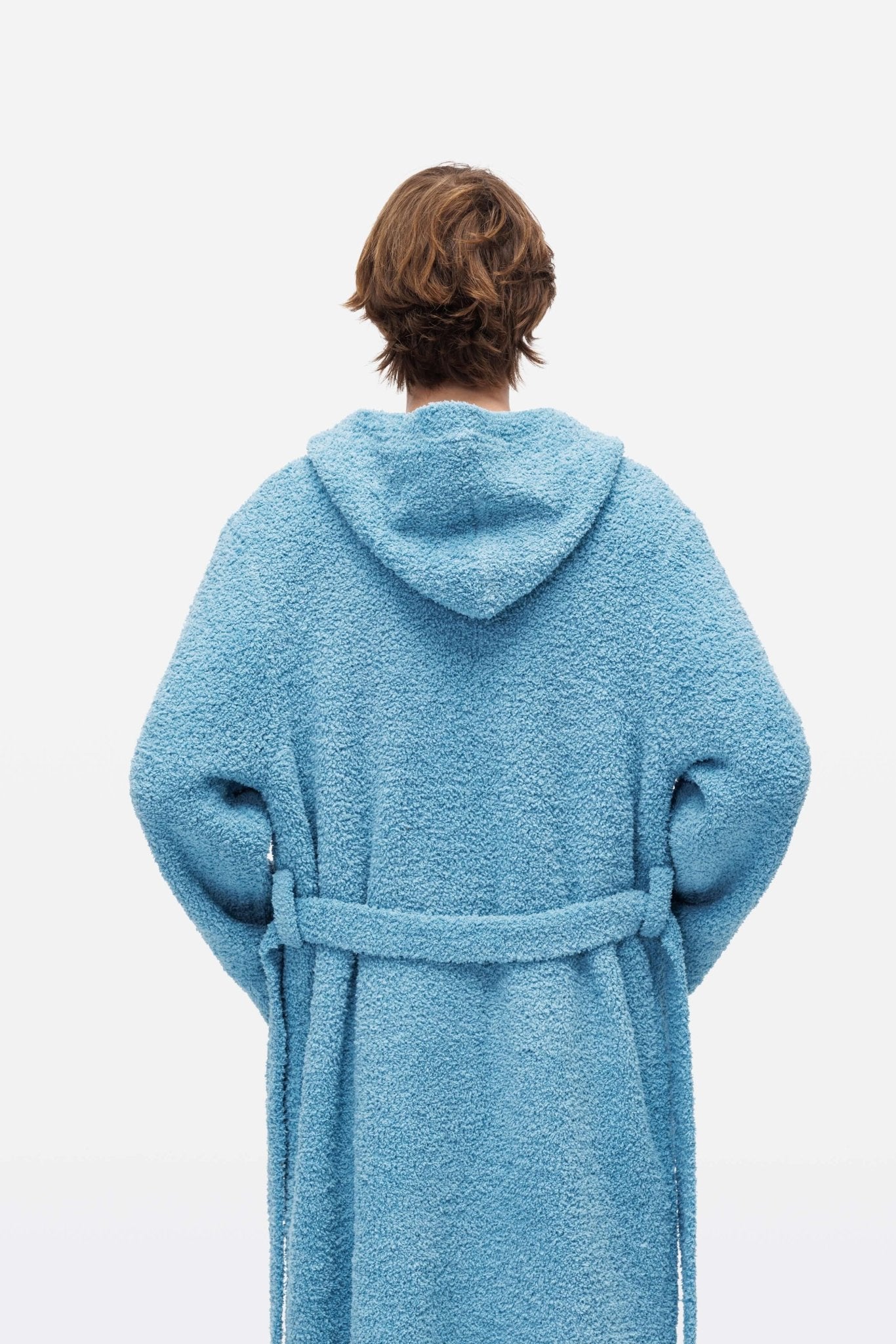 Aqua Blue Hooded Plush Bathrobe - Robe - Touchofgod.co