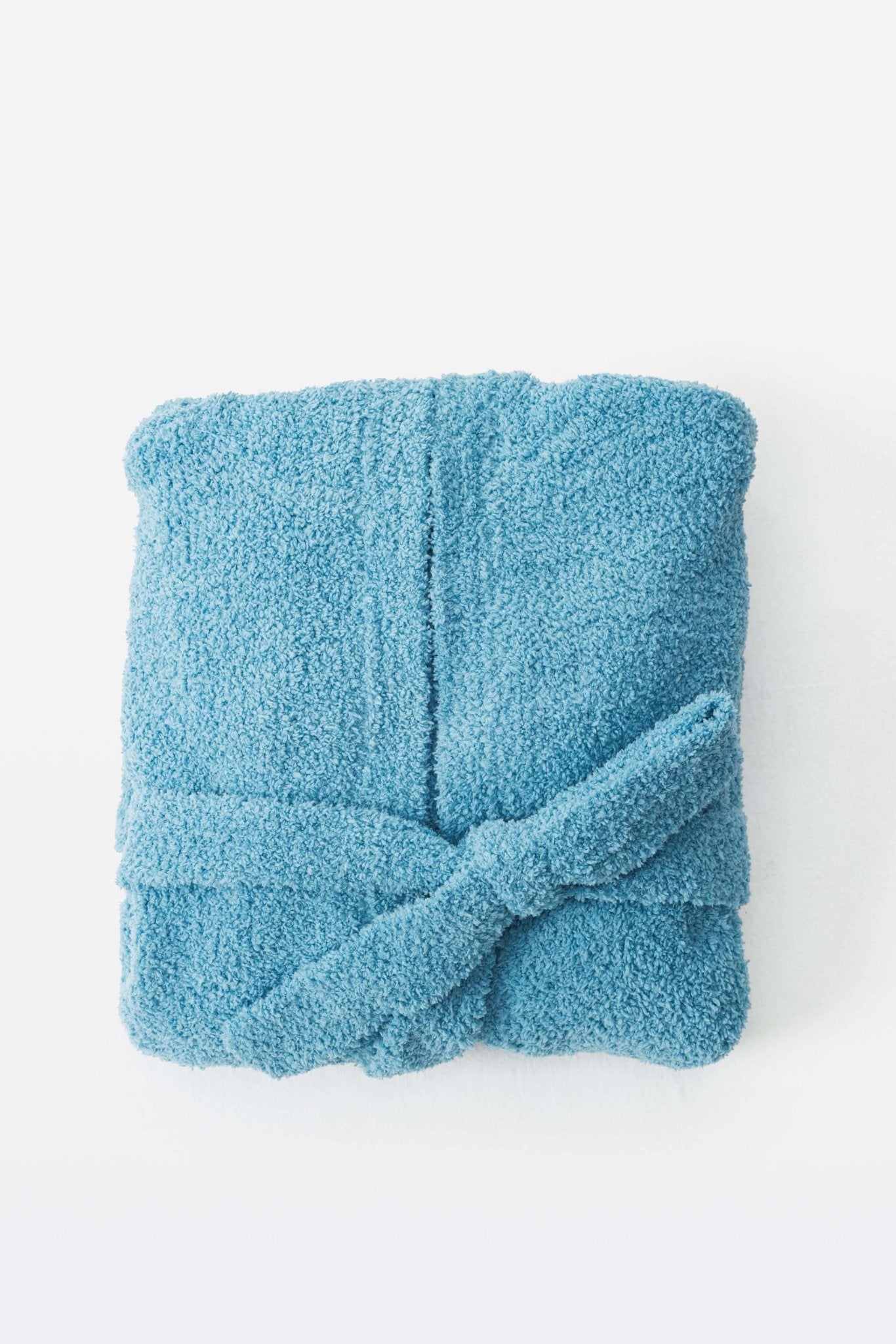 Aqua Blue Hooded Plush Bathrobe - Robe - Touchofgod.co