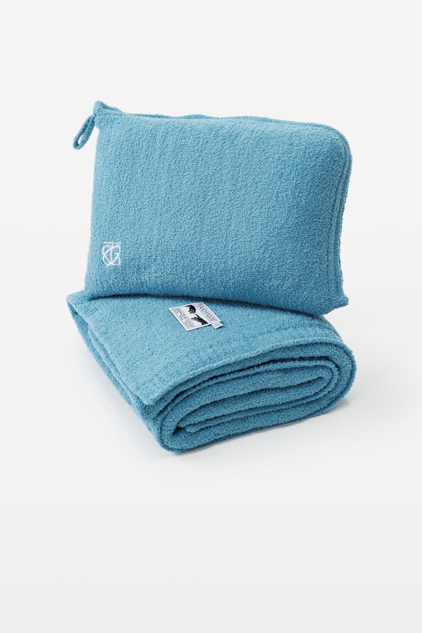 Aqua Blue Smart Traveller | Luxury Plush Travel Pillow Throw Blanket - Throw - Touchofgod.co