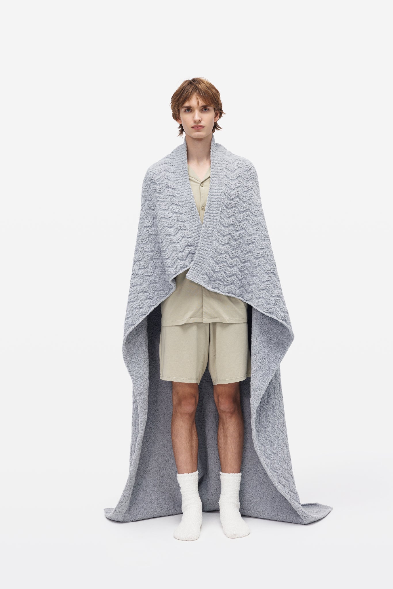 Grey Wavy Pattern Plush Throw Blanket - Throw - Touchofgod.co