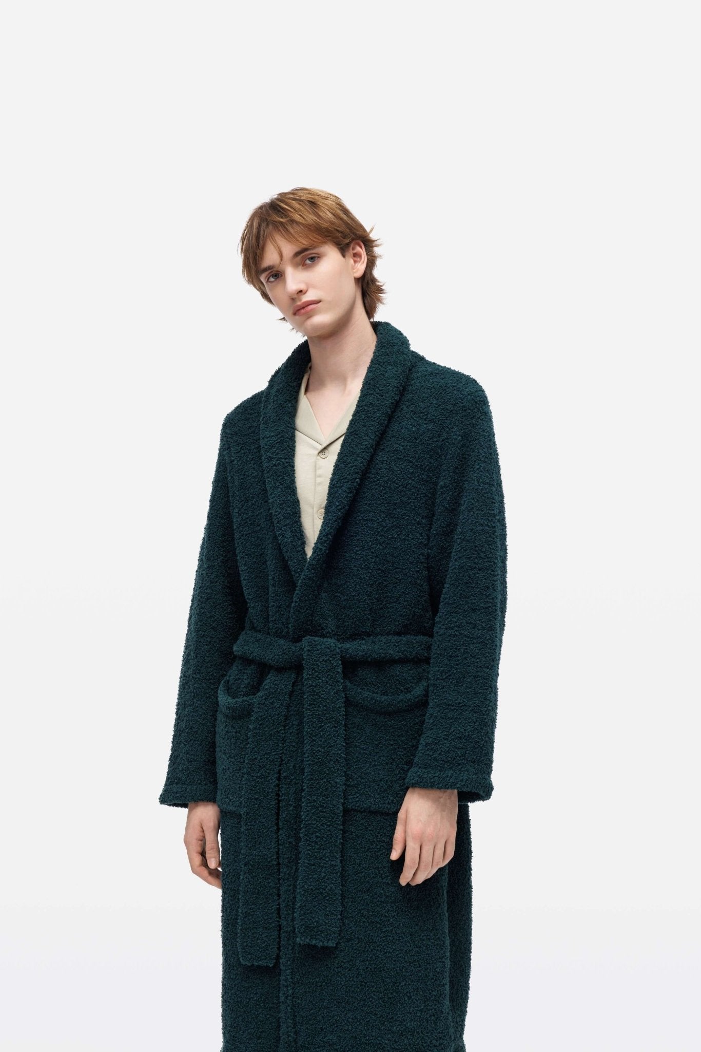 Pine Green Ultra Soft Classic Luxury Plush Bathrobe - Robe - Touchofgod.co